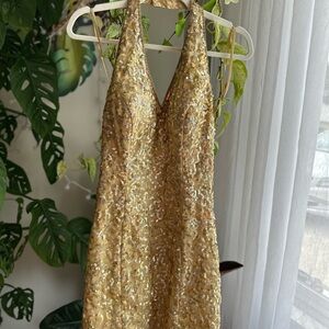Vintage Fleur De Lis Gold Sequin Dress